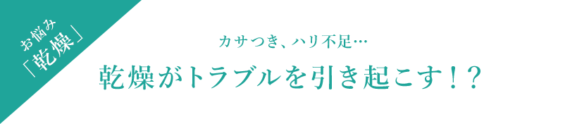 お悩み「乾燥」 カサつき、ハリ不足…乾燥がトラブルを引き起こす！？