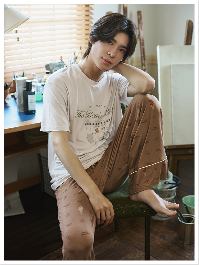 くま半袖Tシャツパジャマ　着用：松島聡さん