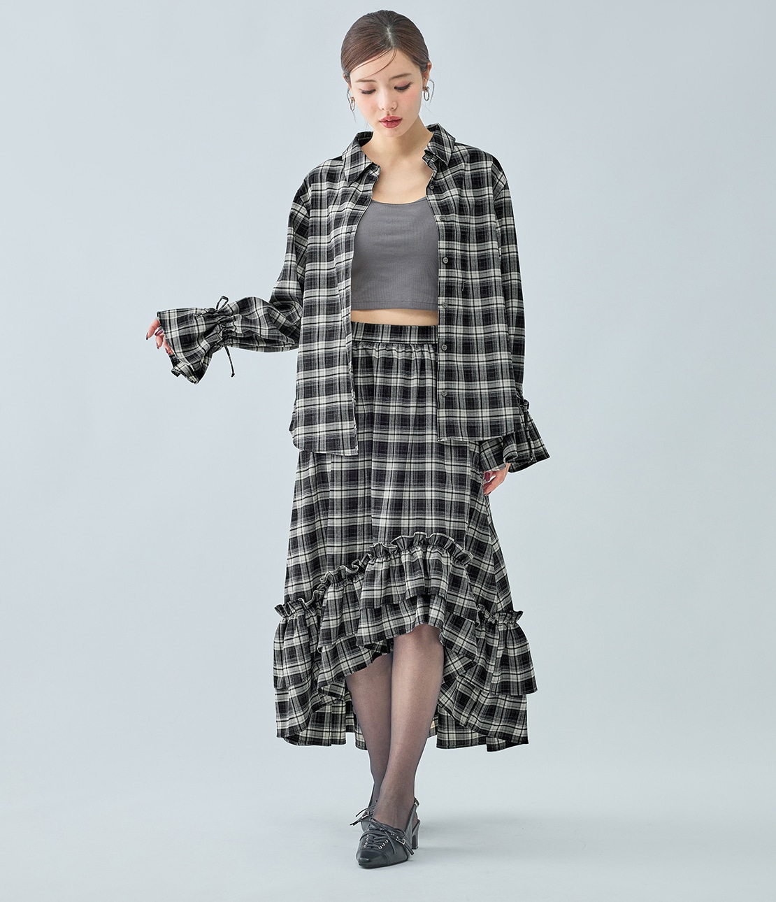 sarahwear☆サラウェア☆タータンチェック☆ウール☆フレアスカート SARAHWEAR(サラウェア) オーガニックツィルペインタースカート