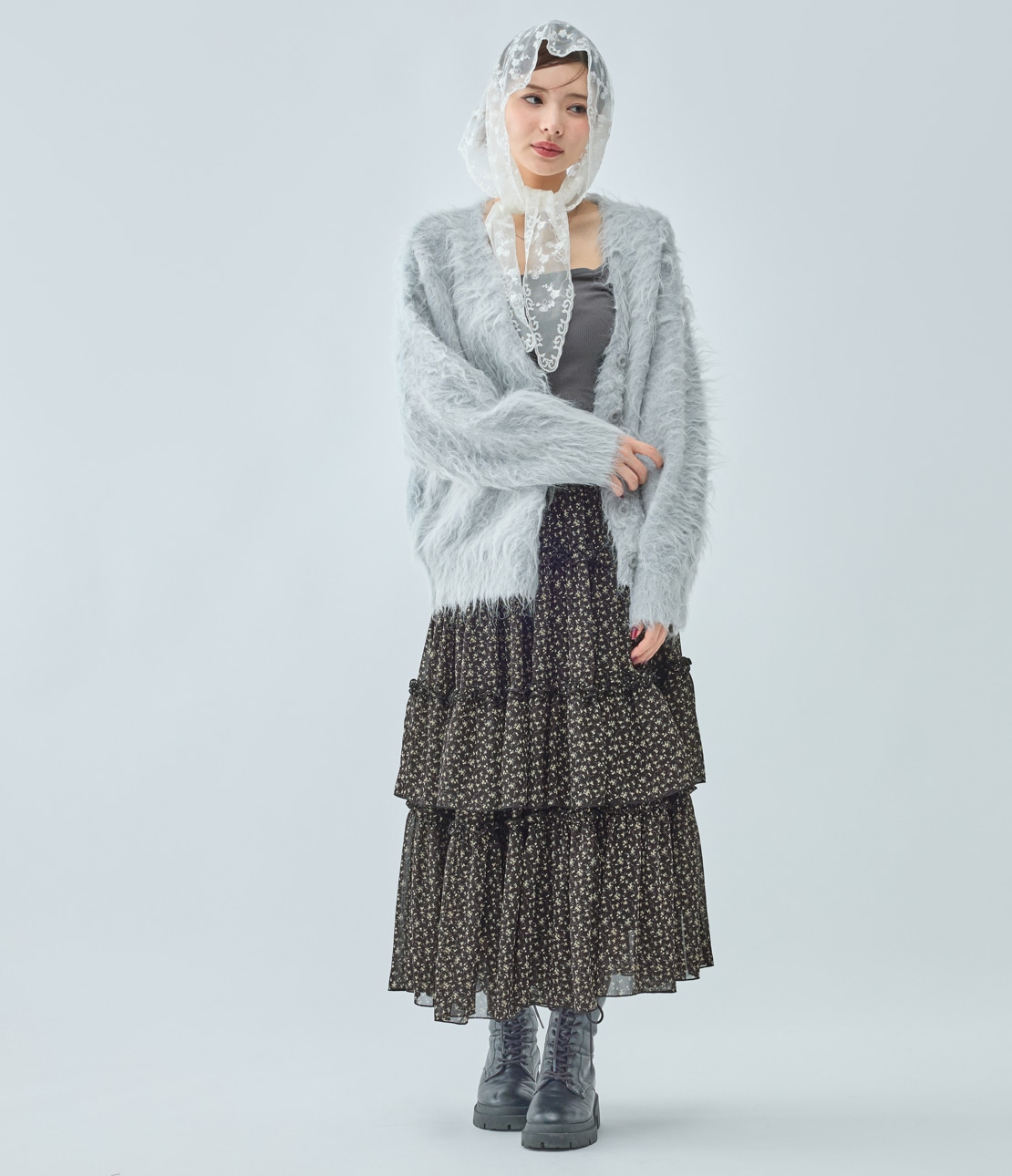 シャギールーズニットカーディガン(ワンサイズ グレー): PEACH JOHN