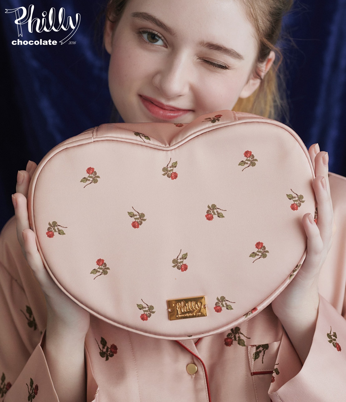 サテンハートランジェリーポーチ(ワンサイズ ピンク): PEACH JOHN