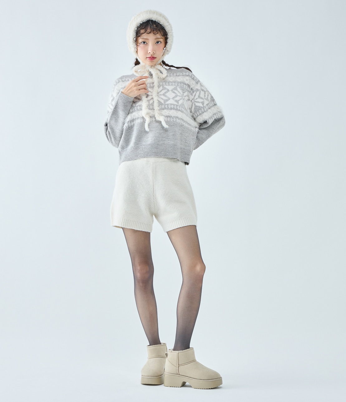 ノルディック柄ニット(ワンサイズ グレー): PEACH JOHN | ピーチ