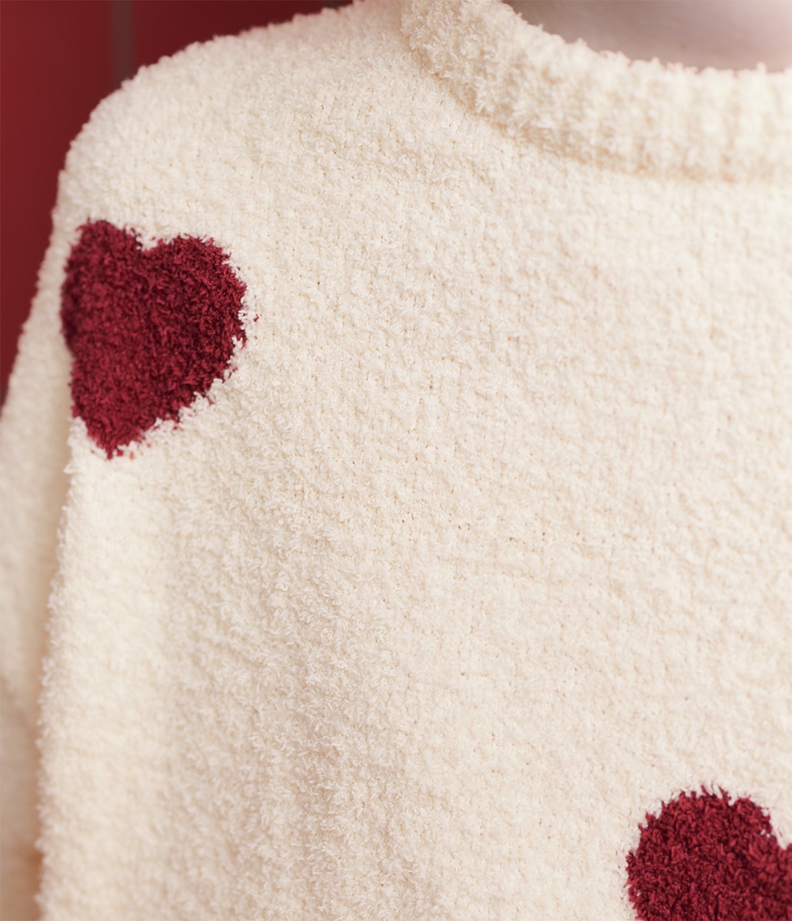 ホイップリーハートチェックパジャマ(レディース ワンサイズ レッド