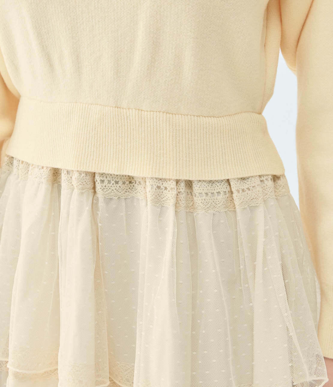 ティアードコンビニットワンピース(ワンサイズ アイボリー