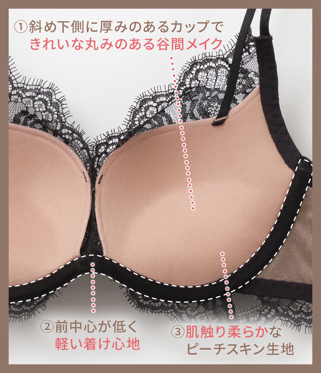 美品 vintage レースブラ ヴィンテージライクアイラッシュレースブラ(C65 ブラック): PEACH JOHN