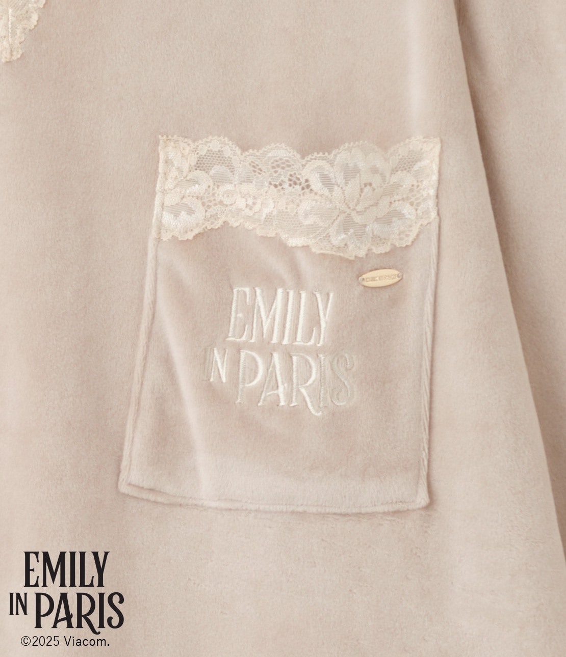 ワンポイントレースベロアパジャマ(ワンサイズ ベージュ): PEACH JOHN