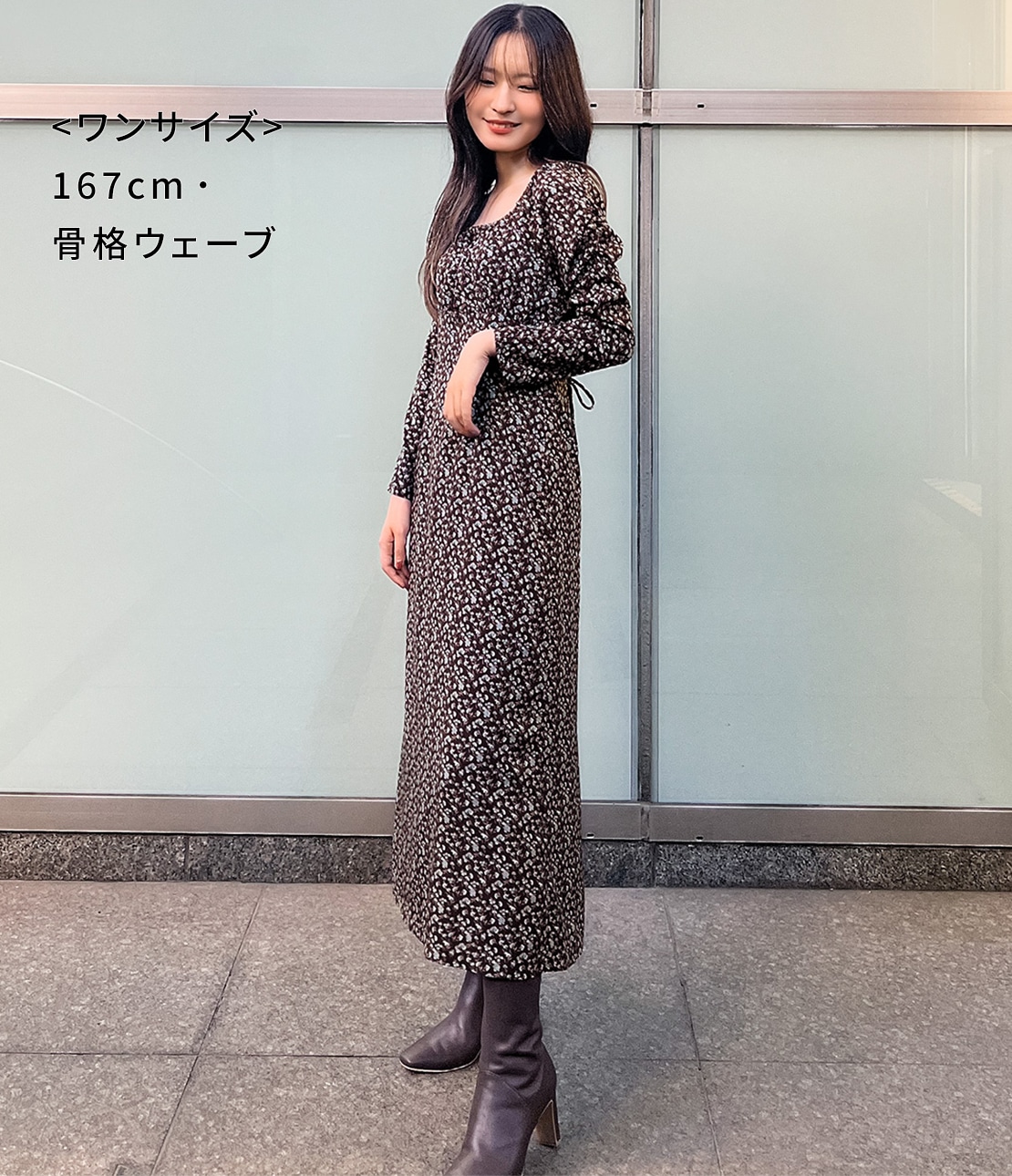 バストギャザーフラワーワンピース(ワンサイズ ブラック): PEACH JOHN