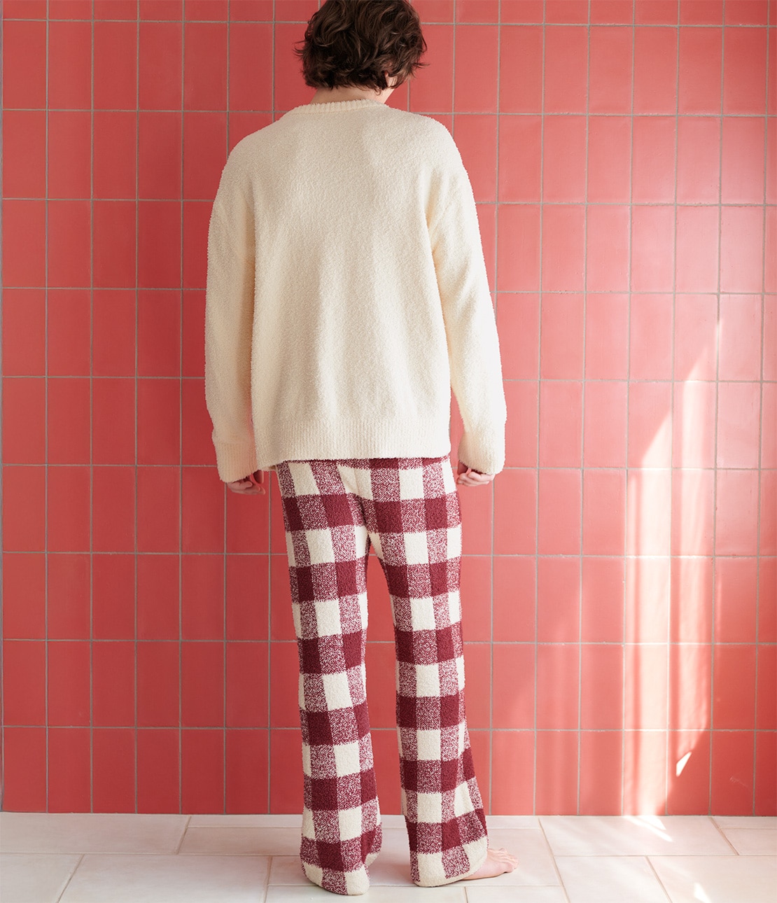 ホイップリーハートチェックパジャマ(レディース ワンサイズ レッド