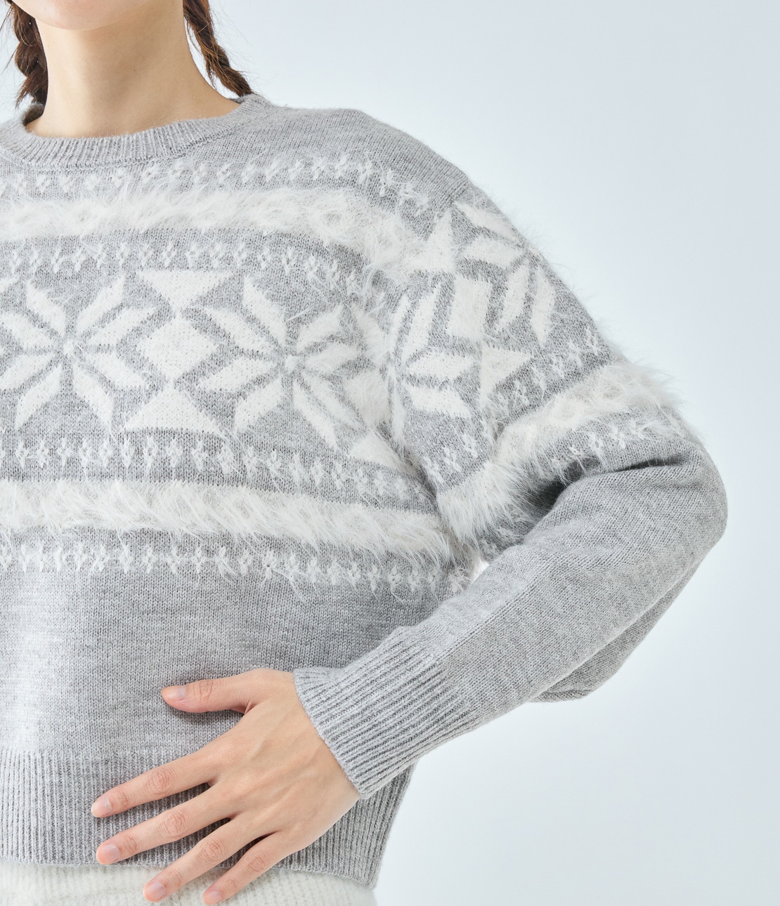 ノルディック柄ニット(ワンサイズ グレー): PEACH JOHN | ピーチ