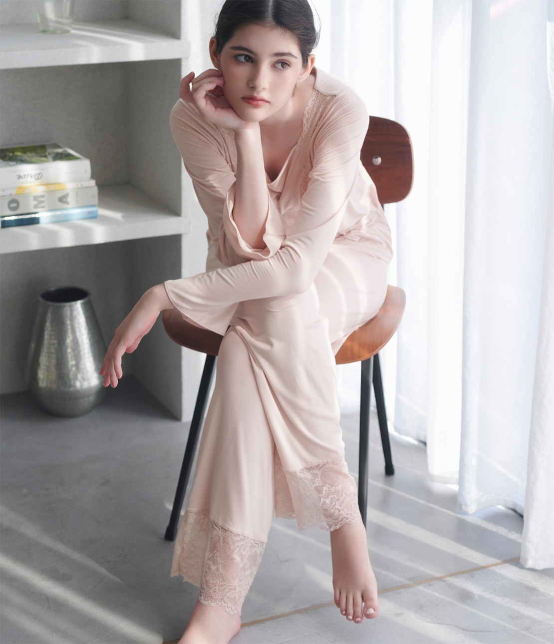 ナイトブラ内蔵HARAマキパジャマ（長袖）(DE65 ピンク