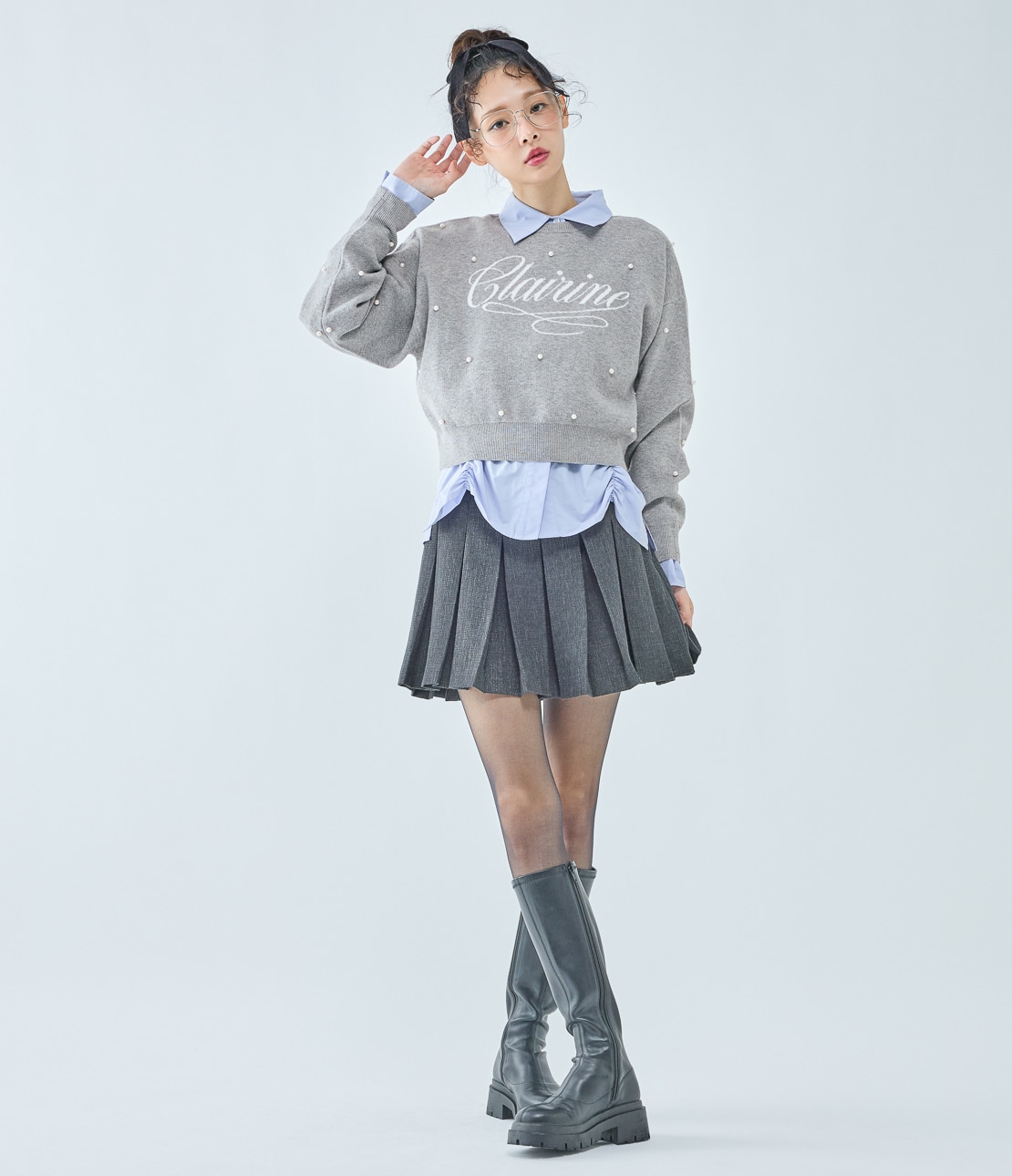 パールロゴニット(ワンサイズ グレー): PEACH JOHN | ピーチ・ジョン