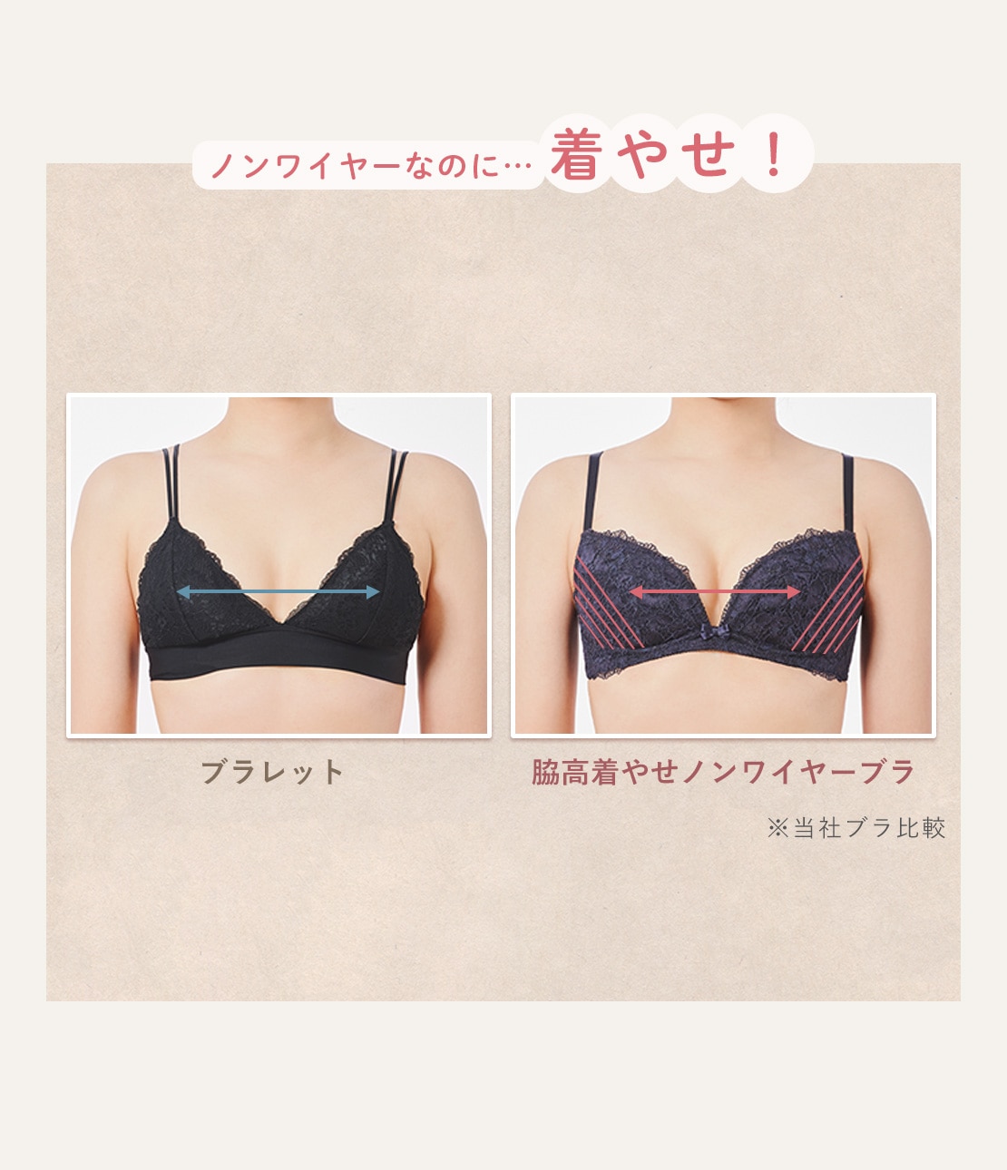 完成品 脇高着やせノンワイヤーブラ(B65 ネイビー): JOHN PEACH 下着・アンダーウェア