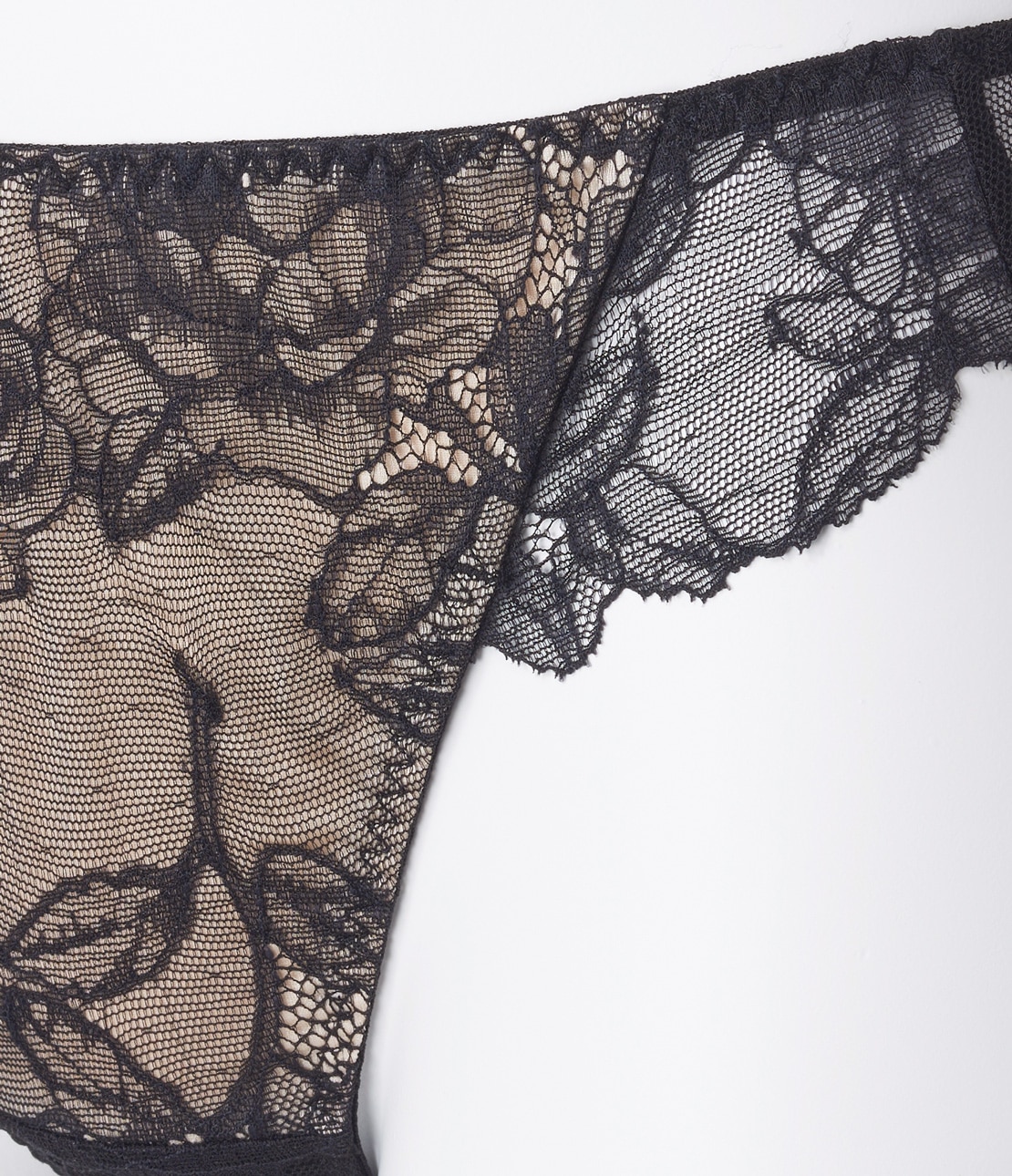 ま～るく盛れる着やせフラワーレースショーツ(S ブラック): PEACH JOHN