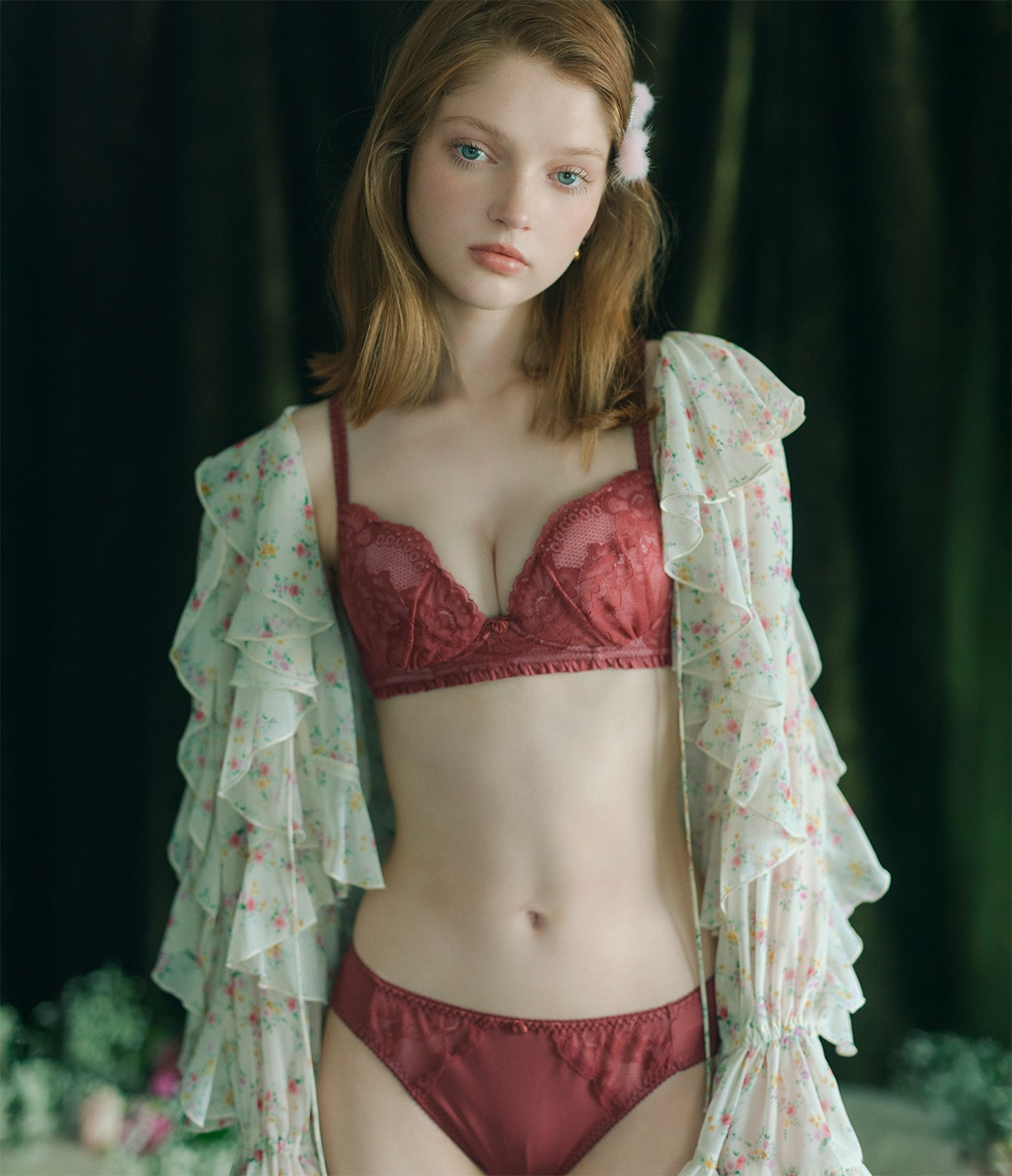 りらこれプチローズノンワイヤーブラセットM(BC65 ローズピンク