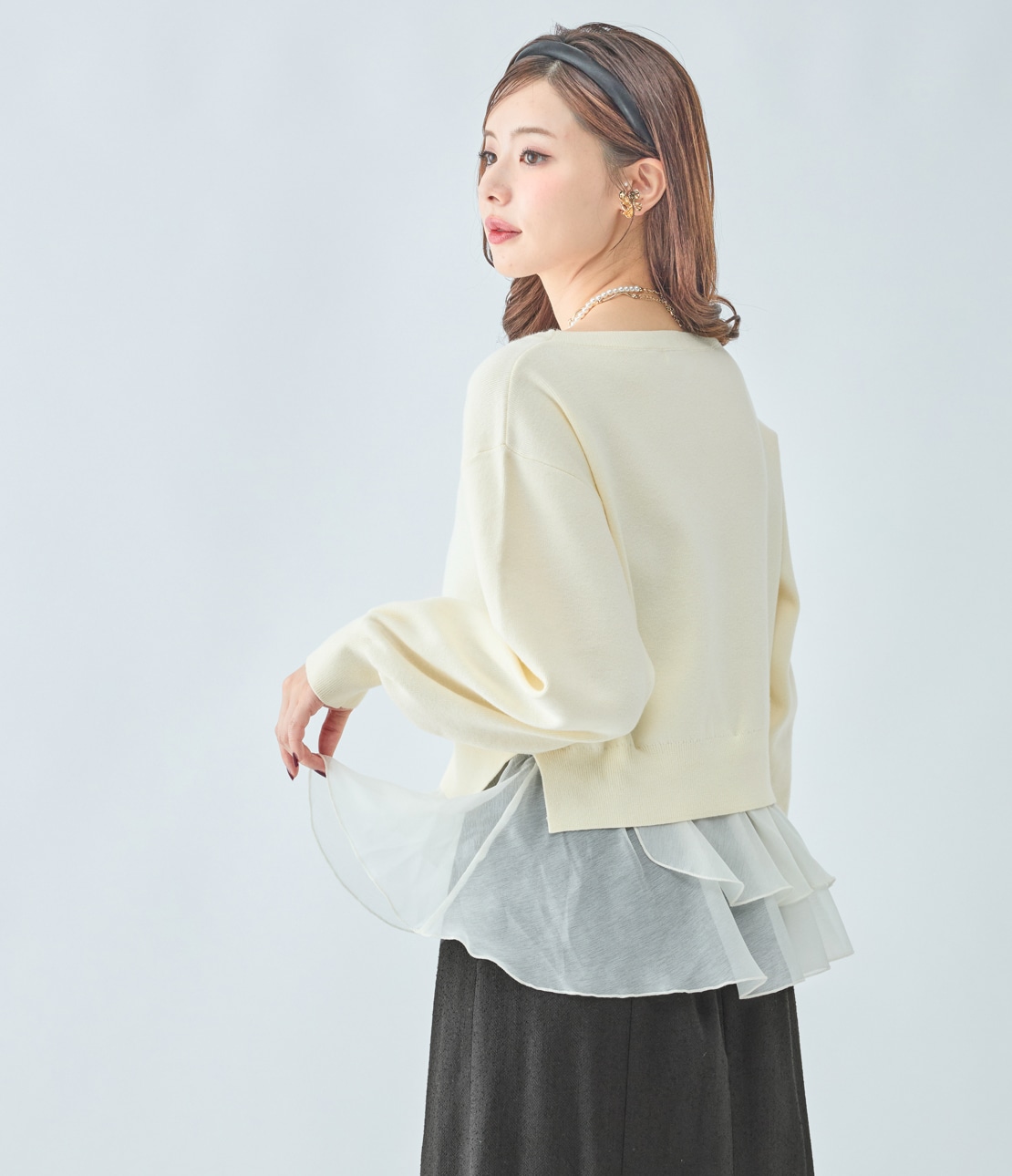 フリルヘムコンビニットトップス(ワンサイズ アイボリー): PEACH JOHN