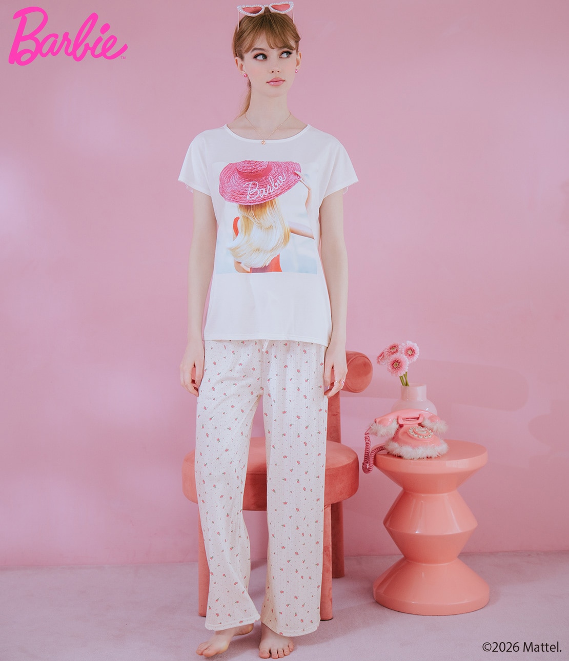 Barbie Tシャツパジャマ(ワンサイズ ピンク): PEACH JOHN