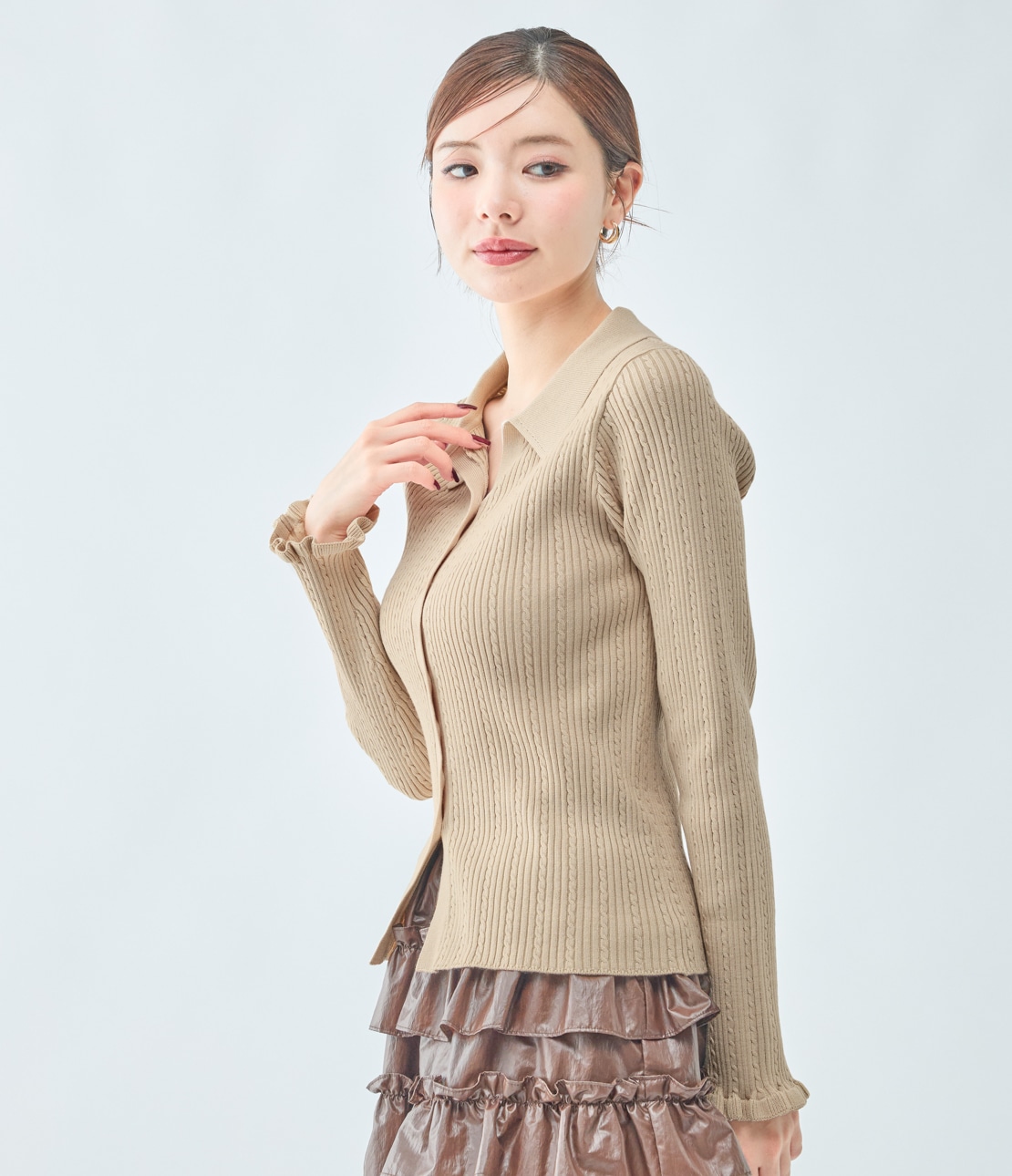 スキッパーニットトップス(ワンサイズ アイボリー): PEACH JOHN