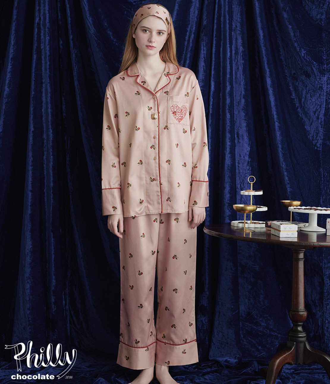 肌側起毛プリントサテンシャツパジャマ(ワンサイズ ピンク): PEACH