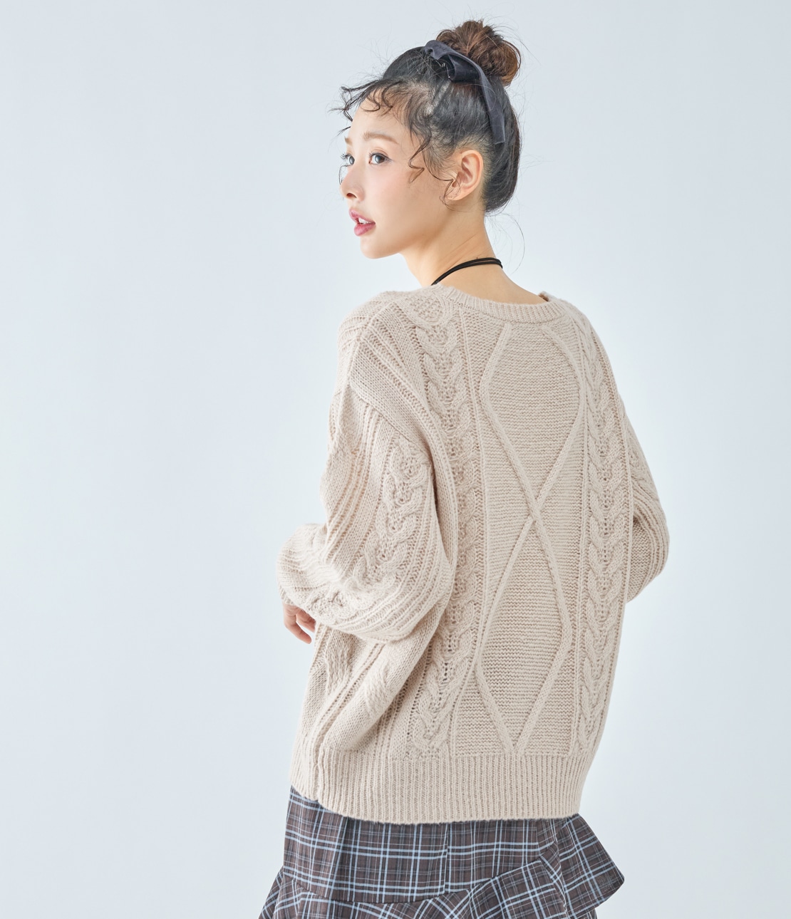 モヘヤ調ケーブルニット(ワンサイズ グレージュ): PEACH JOHN | ピーチ