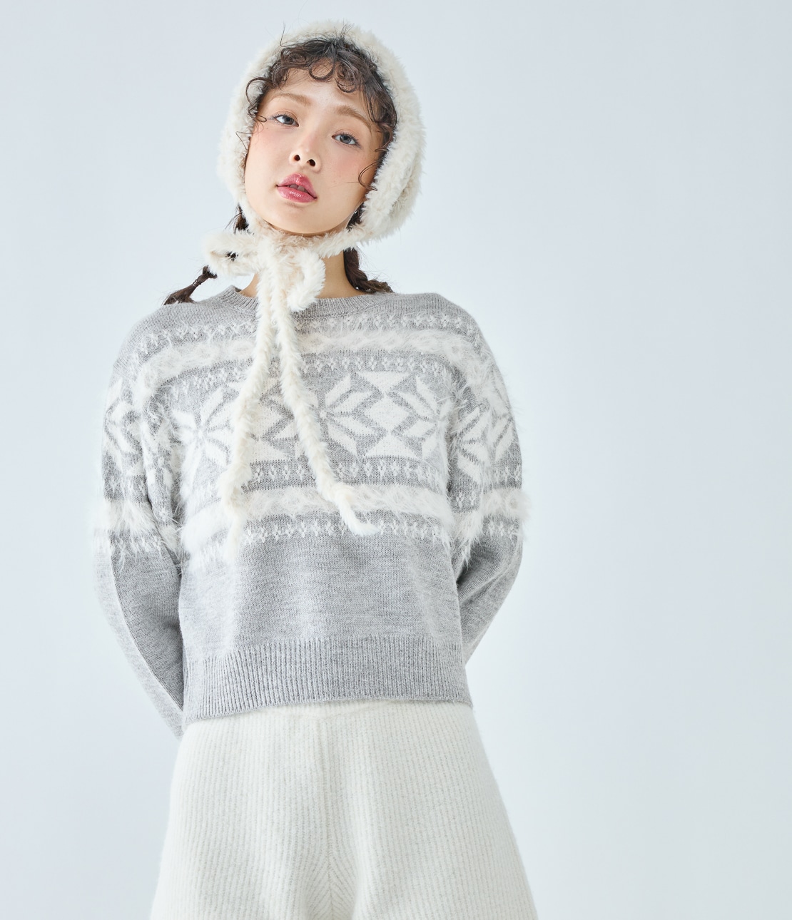 ノルディック柄ニット(ワンサイズ グレー): PEACH JOHN | ピーチ