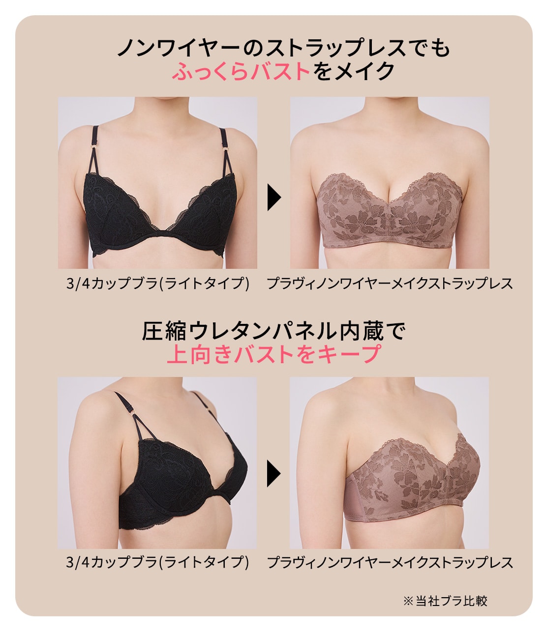 ブラヴィノンワイヤーメイクミスティフラワーストラップレス(B65