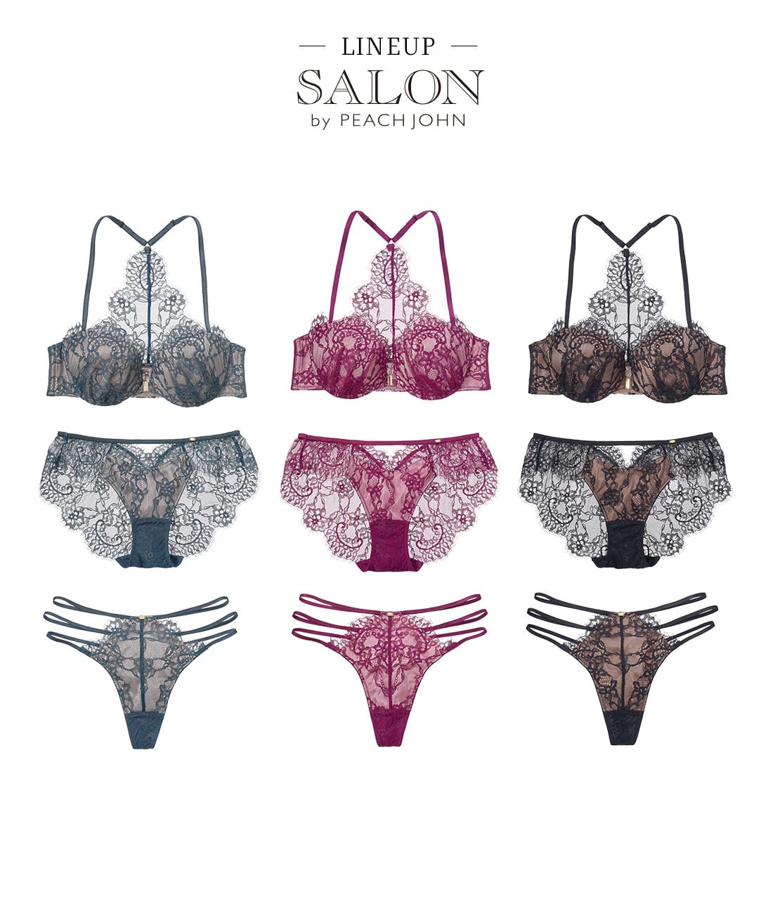 アイラッシュレースフロントホックブラ(C65 ボルドー): SALON by PEACH