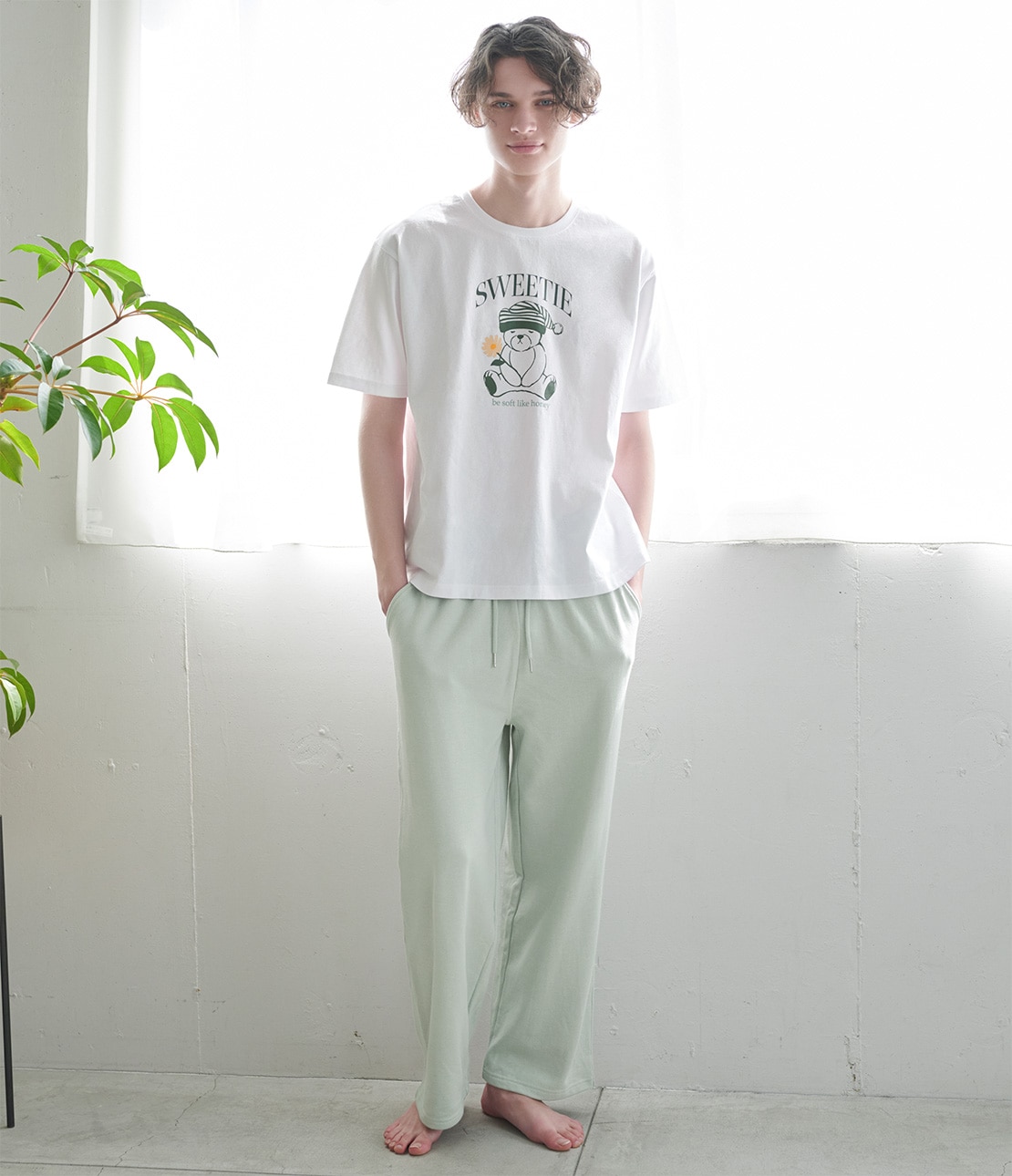 くまTシャツパジャマセット（通販限定ロングパンツ）(1 くま