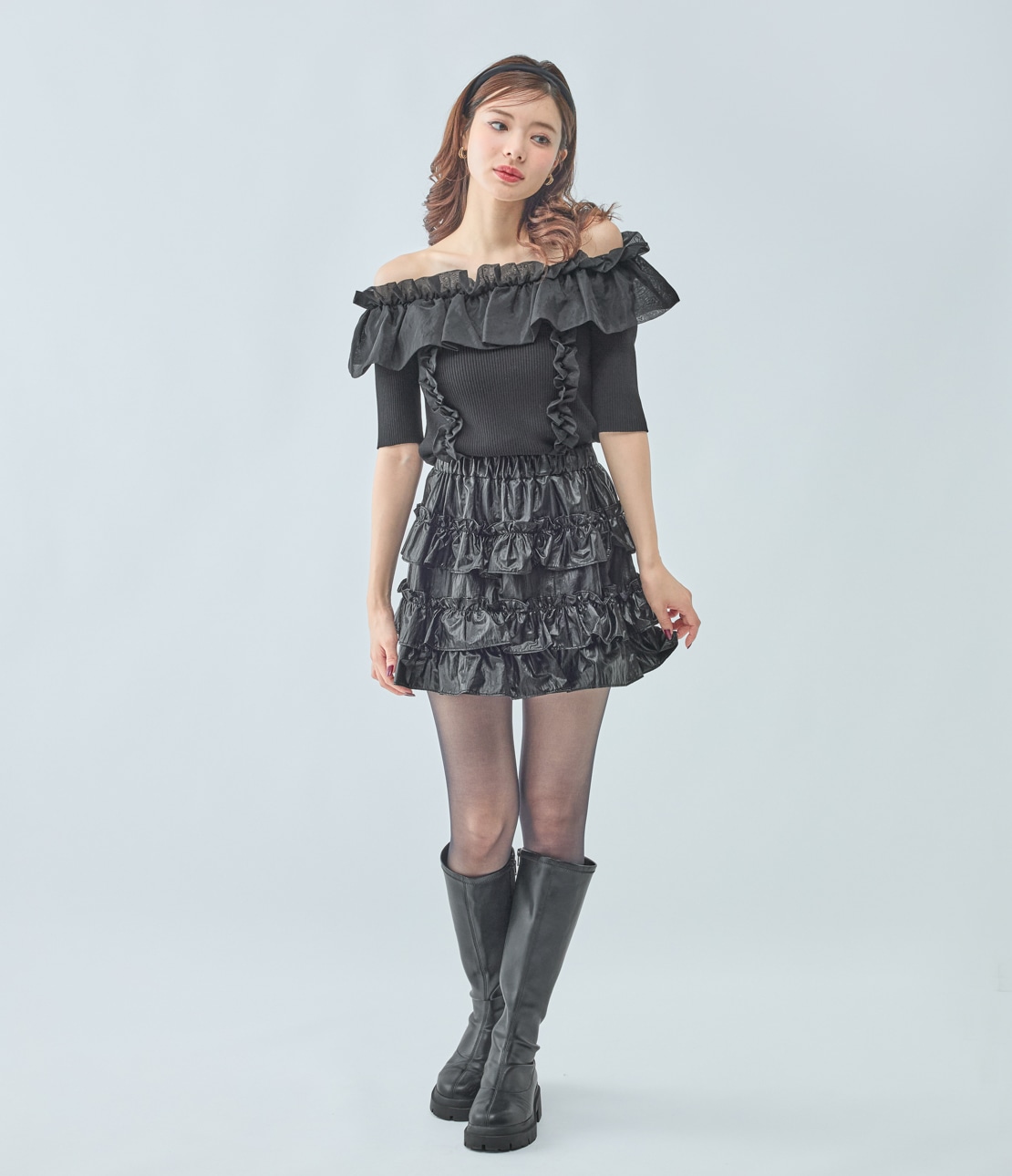 ブラックフリルミニスカート ダーリッチ Darich ランダムフリルミニスカート （ブラック