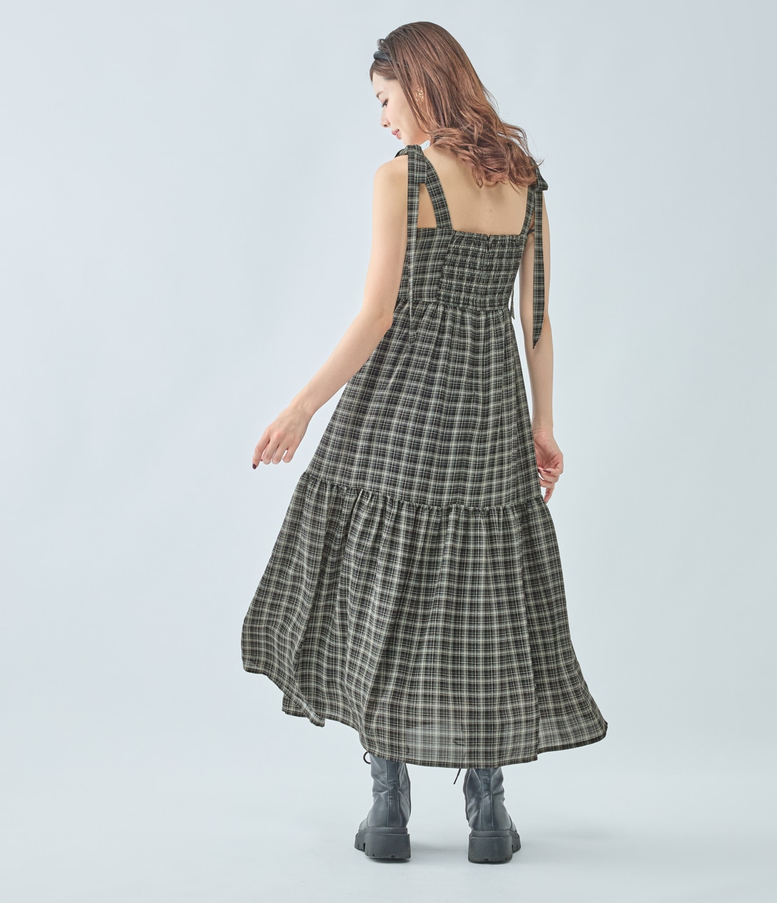 チェックリボンワンピース(ワンサイズ ブラック): PEACH JOHN | ピーチ