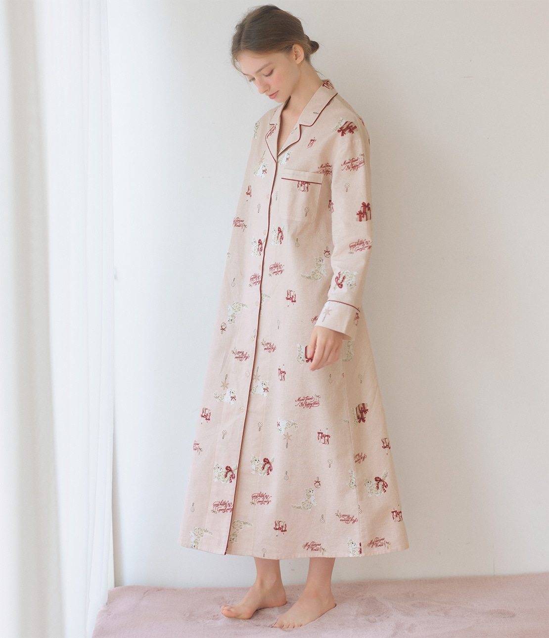 専用購入不可♡vous meme♡ フリル　ロングシャツ　ワンピース　チュニック SHIPS シャツワンピース 「WEB限定」「手洗い可能」ストライプ