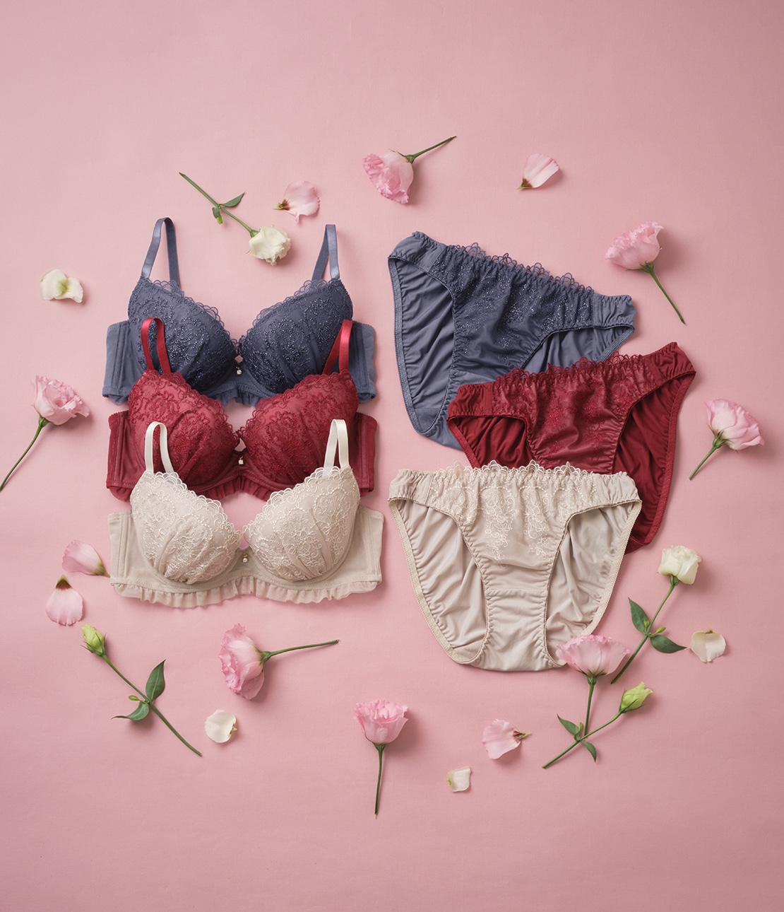 もりこれエンブロイダリーラメレースブラセットQ(A70 レッド): GiRLS