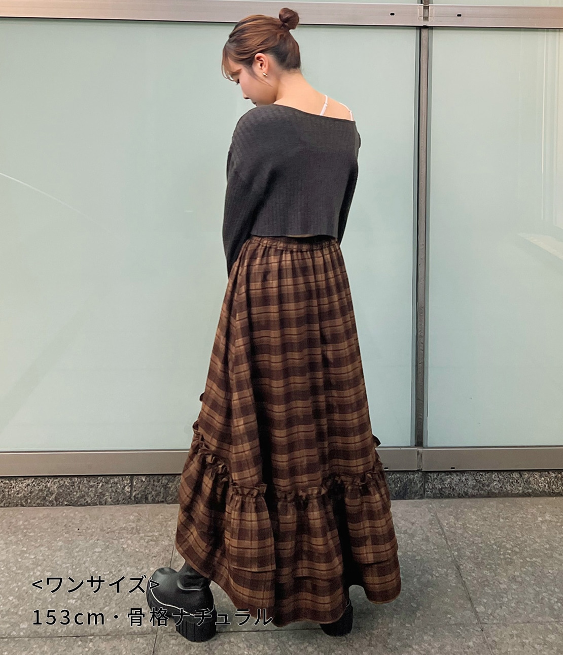 ラッフル スカート フリル チェック GRL チェック柄ラッフルフリルロングスカート on351 - メルカリ
