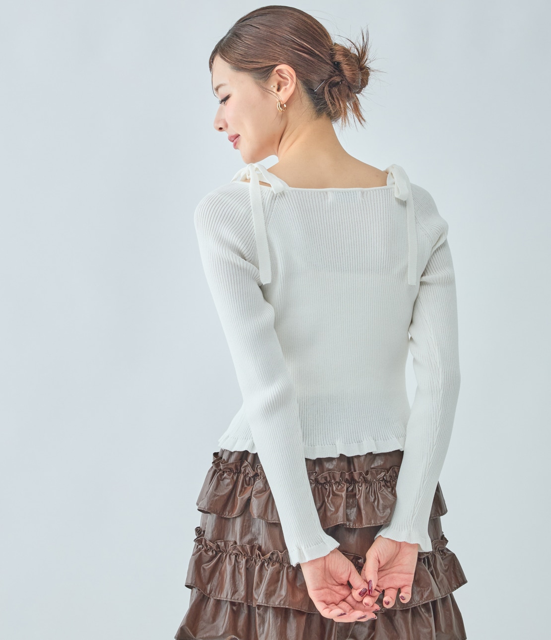 ニット　アイボリー ストリングニットトップス(ワンサイズ アイボリー): PEACH JOHN