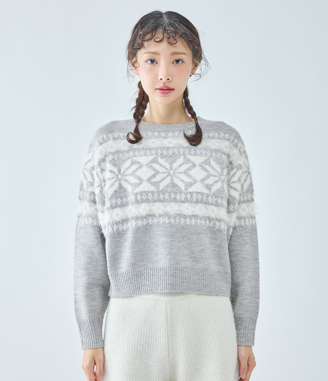 ノルディック柄ニット(ワンサイズ グレー): PEACH JOHN | ピーチ
