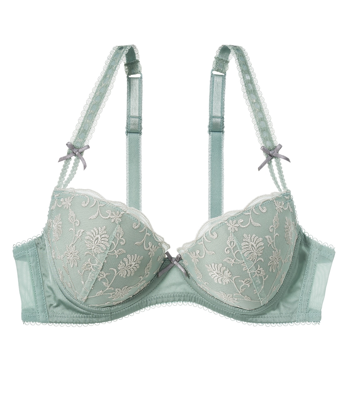 クラシカルフラワーサテンノンワイヤーメイクブラ