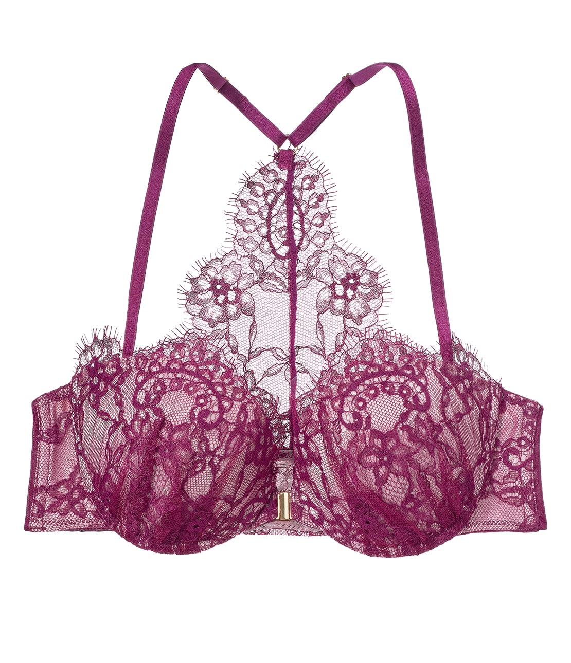 アイラッシュレースフロントホックブラ