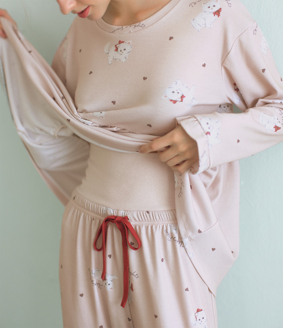 エミリー　ピーチジョン　パジャマ フラワープリント肌側起毛セットアップ(S/M ピンク): PEACH JOHN