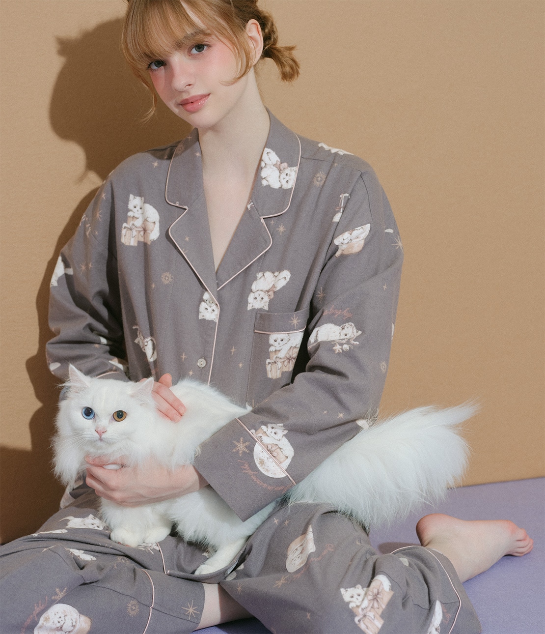キャットフランネルシャツパジャマ