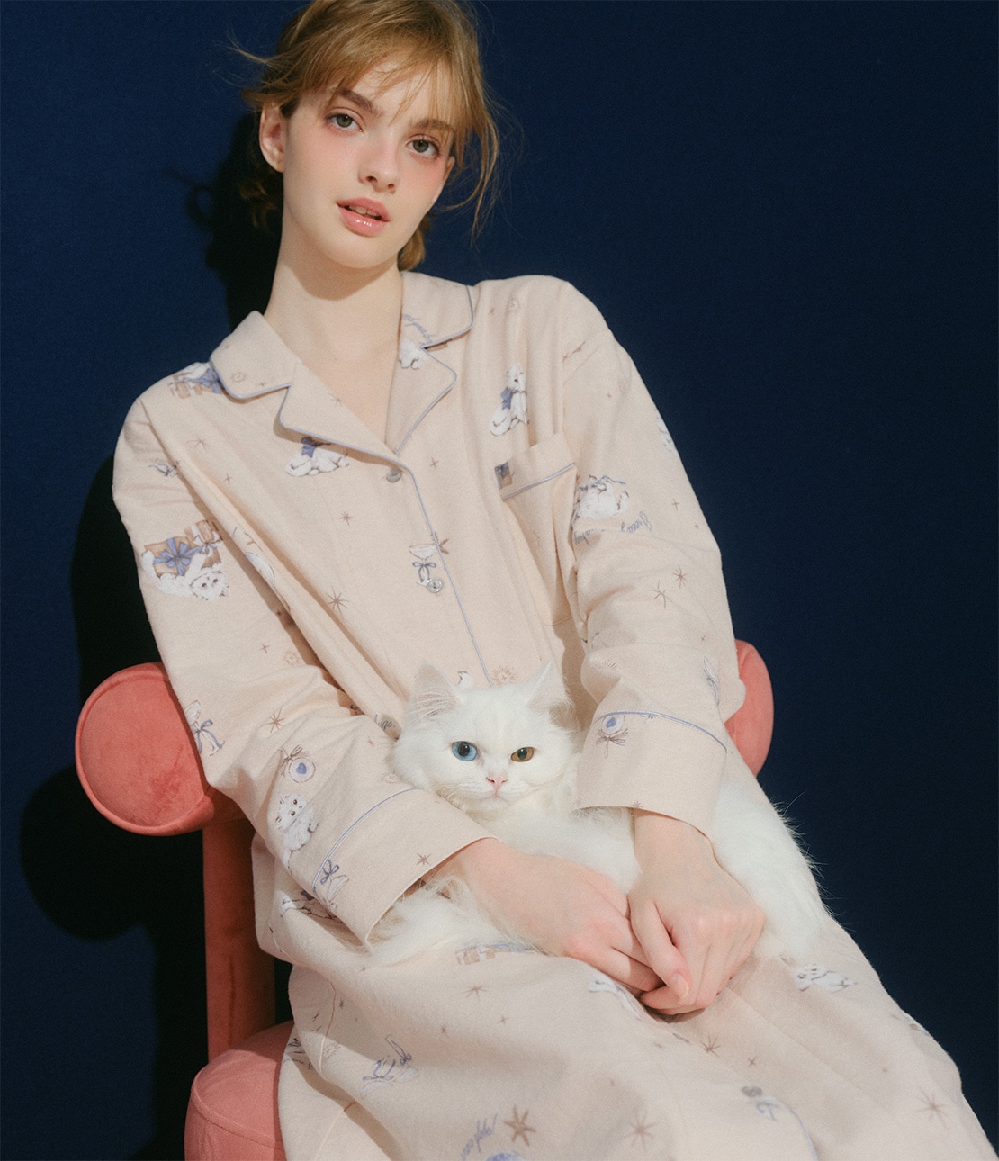 メンズキャットホイップリーパジャマ(ワンサイズ オフホワイト): PEACH