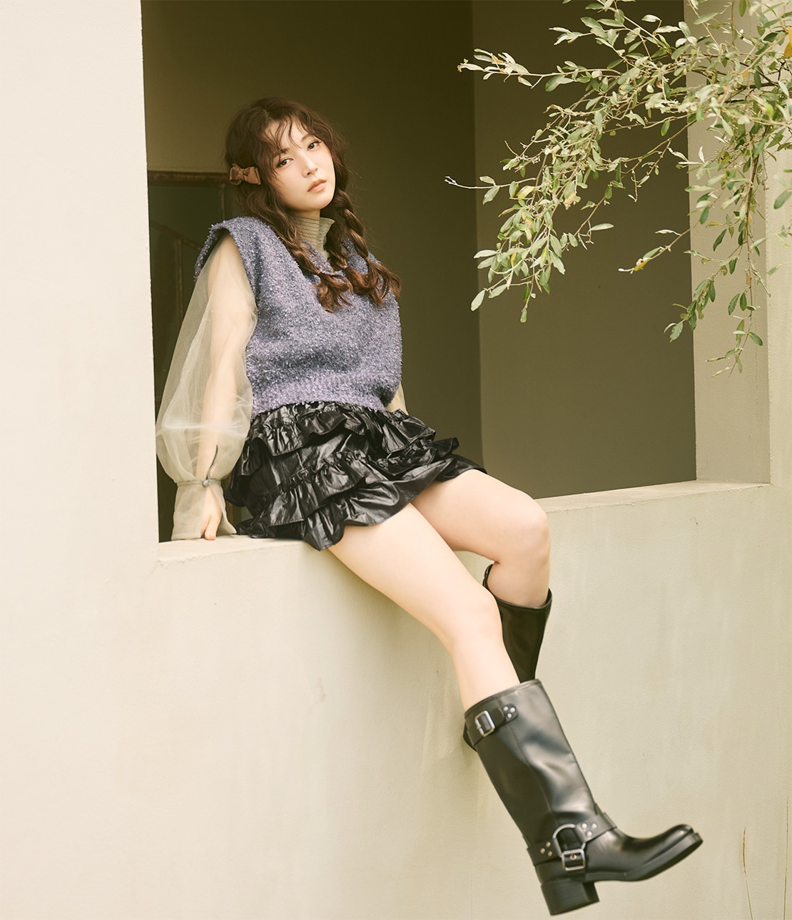 トリバーチ　オリーブグリーン フリル付きミニスカート 3段フリルミニスカート – WEGO ONLINE STORE