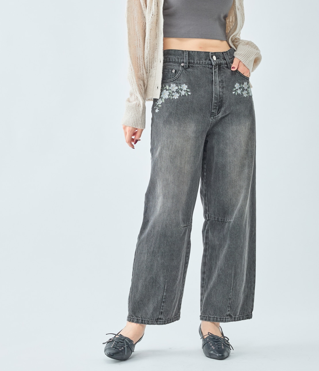 バレルレッグデニムパンツ(S ブラック): PEACH JOHN | ピーチ・ジョン