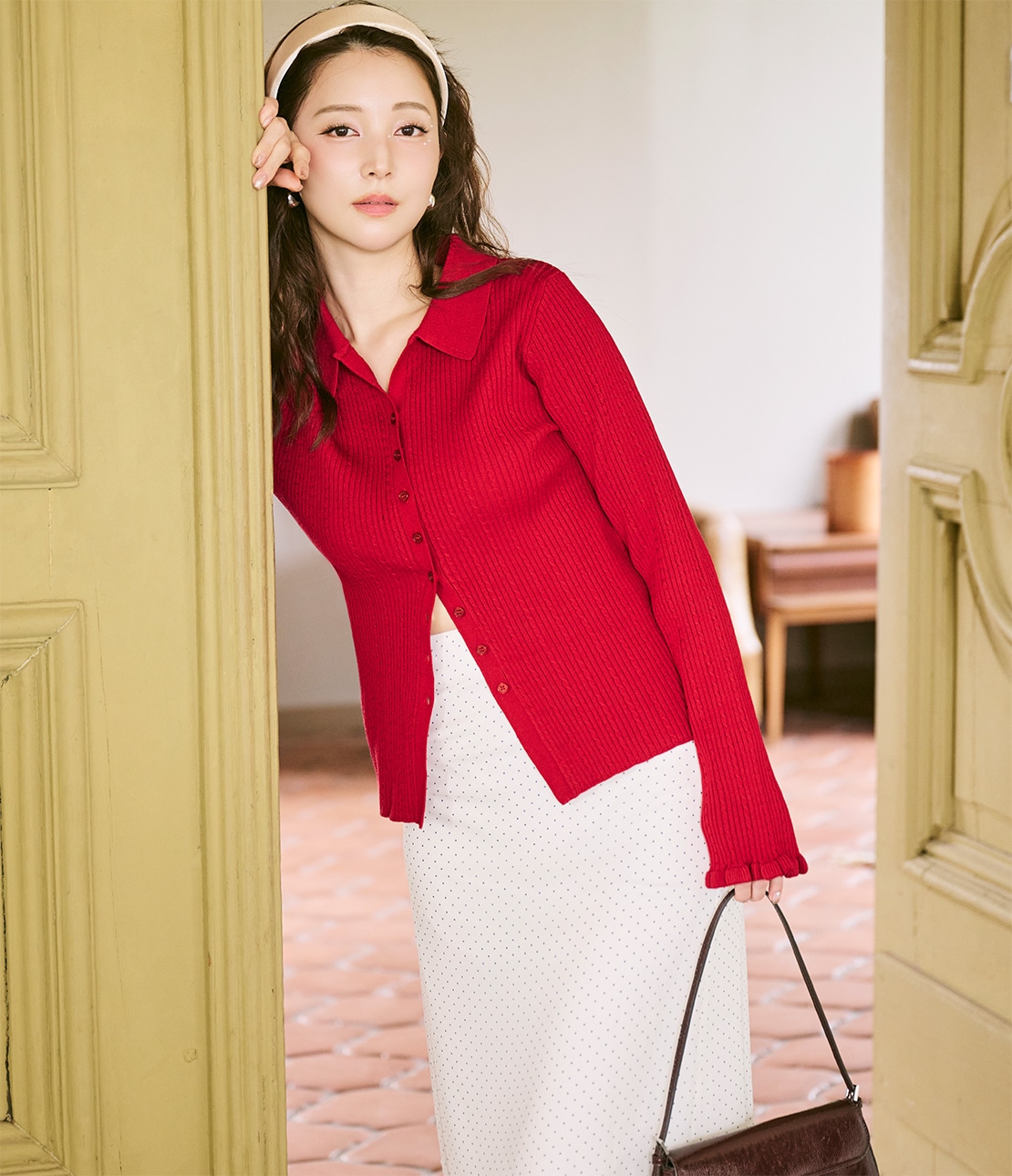 スキッパーニットトップス