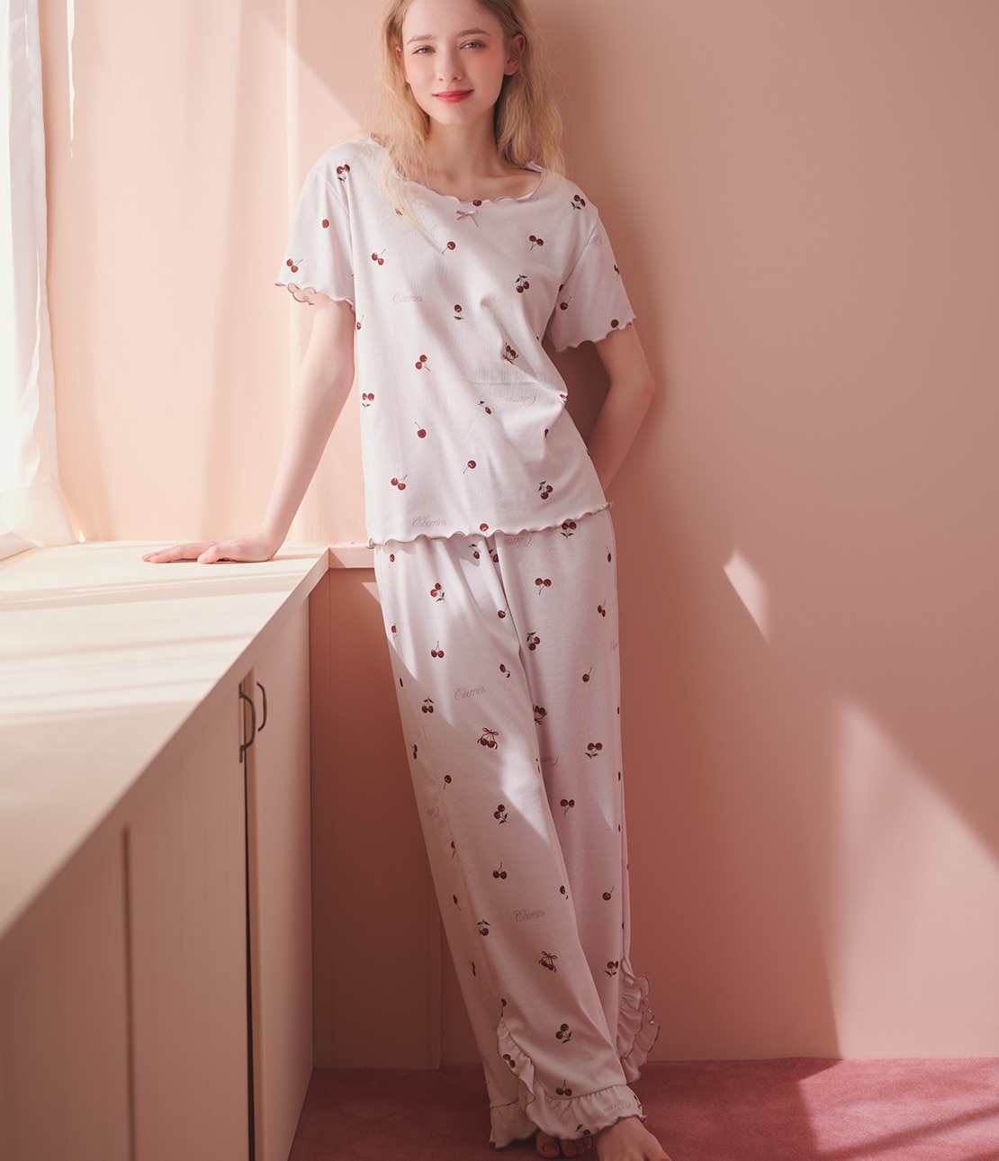 リブチェリーＴシャツパジャマ