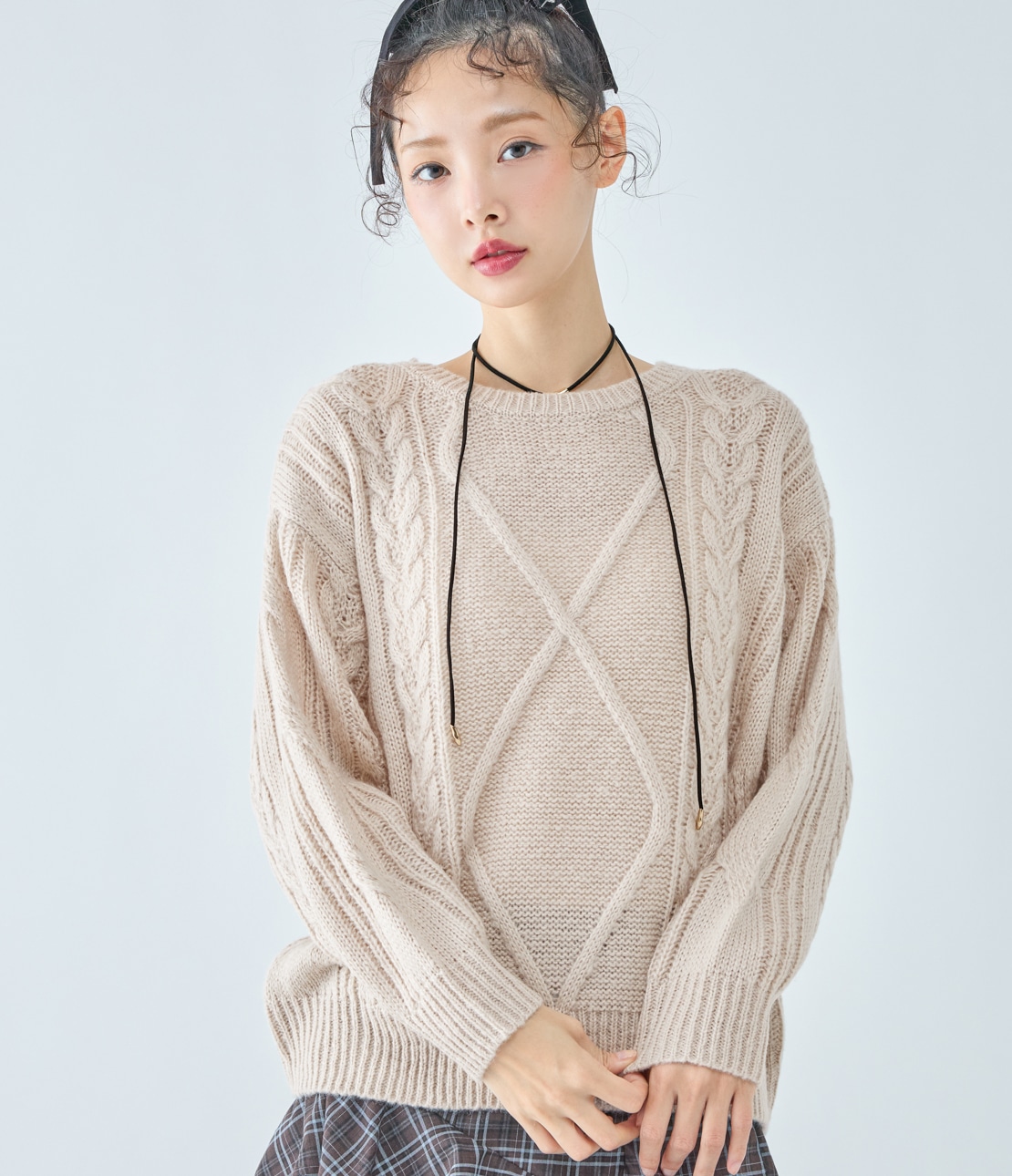 モヘヤ調ケーブルニット(ワンサイズ グレージュ): PEACH JOHN | ピーチ