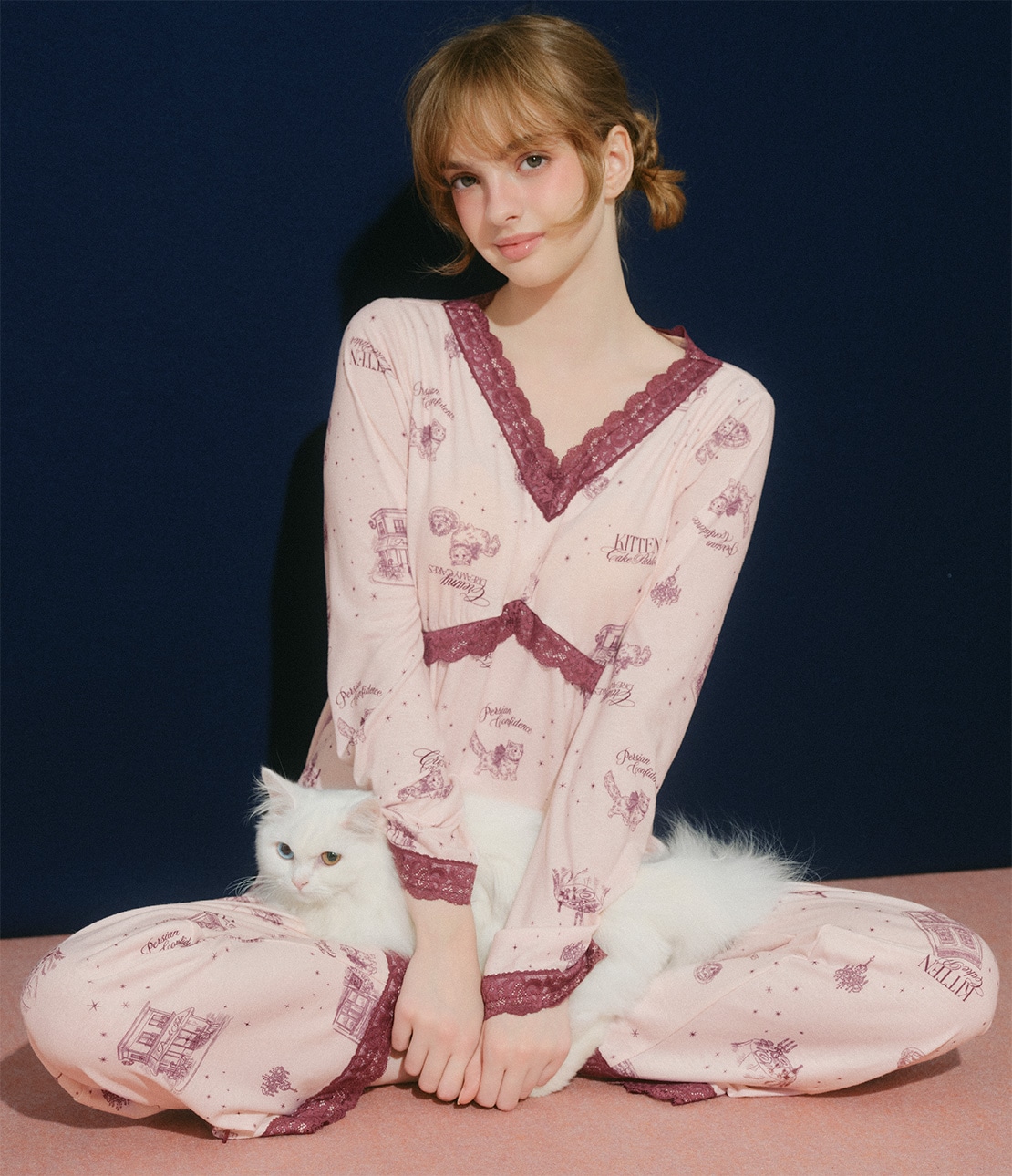 キャットカットソーHARAマキパジャマ（カップ付き）(ワンサイズ