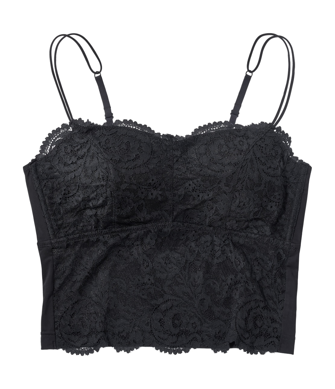 パデットレースショートキャミ ブラック M