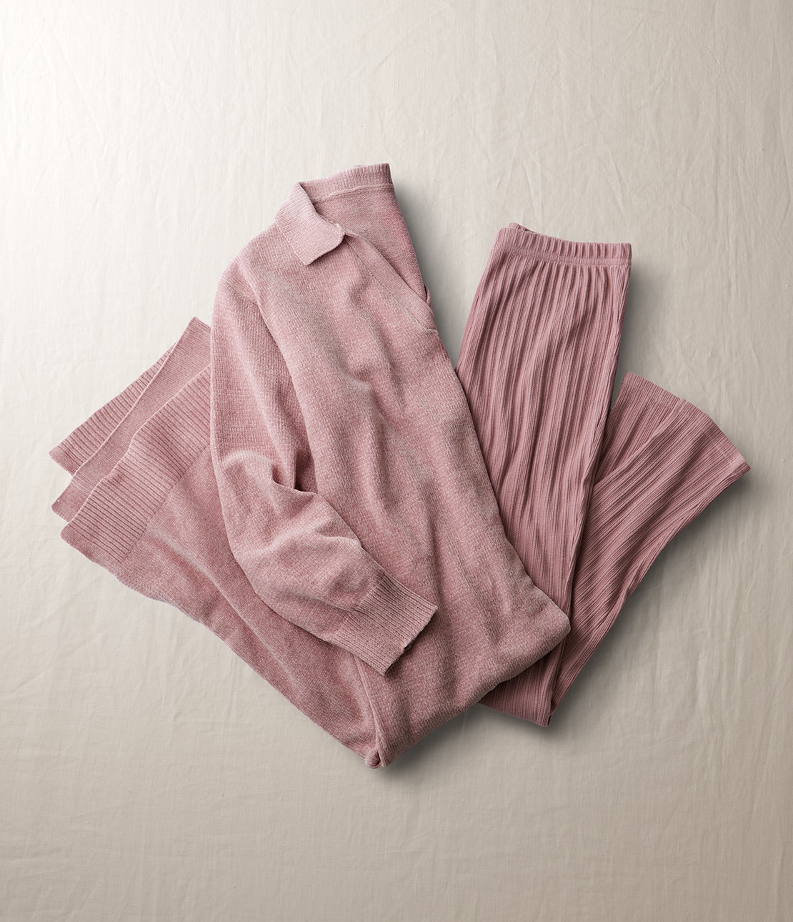 スキッパーカラーニットワンピセット