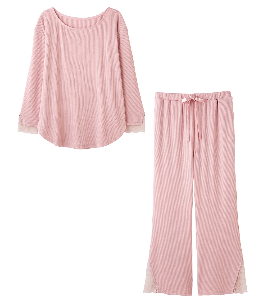 レースリブパジャマ ピンク S/M