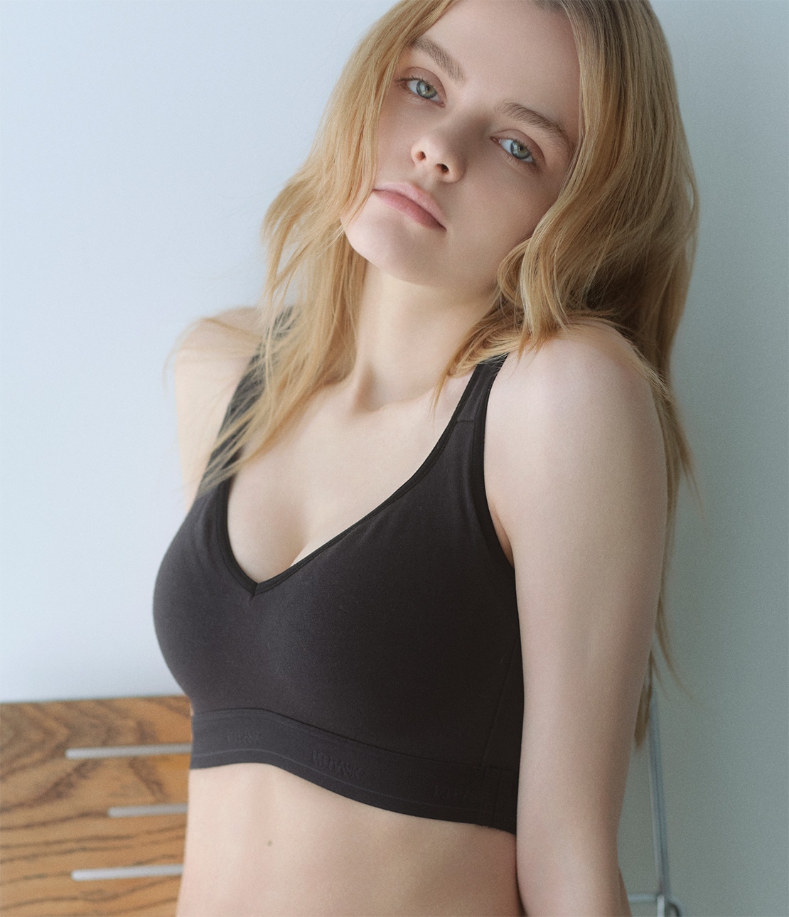 コットンミックスロゴノンワイヤーブラ