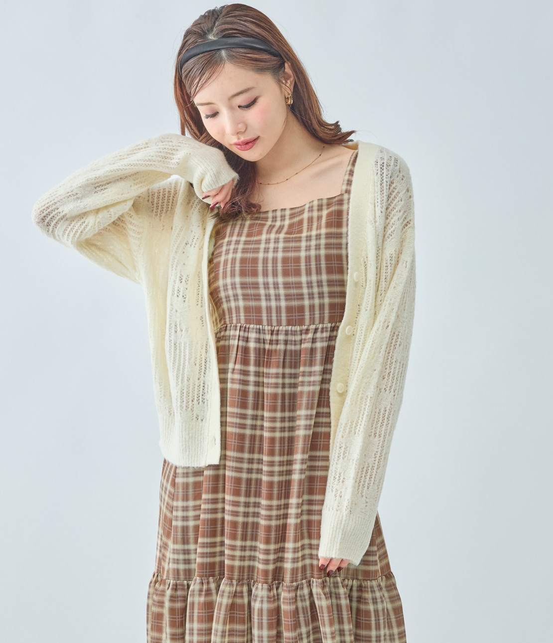 透かしフラワーカーディガン